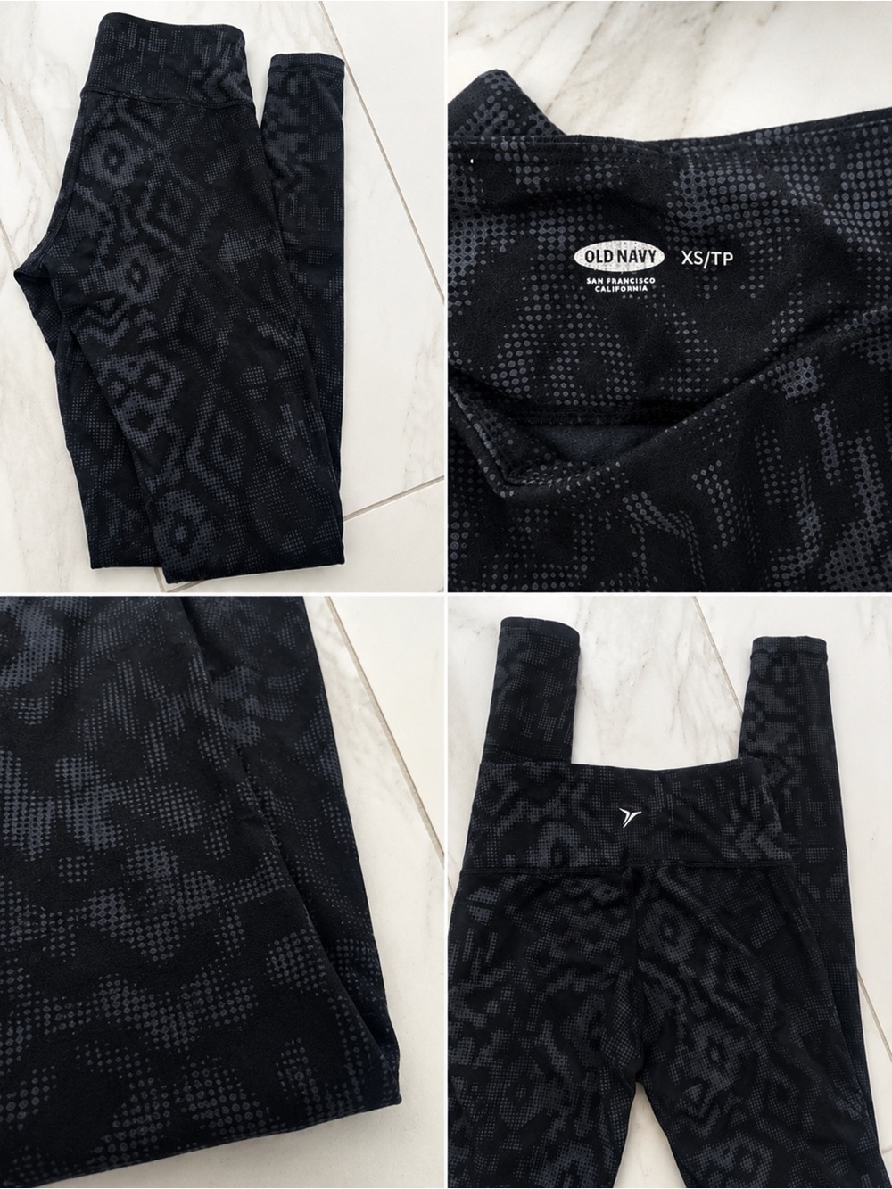 Old Navy Black Dot-Texture Active Leggings Xs